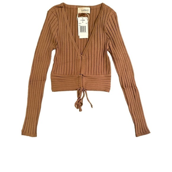 L*Space Lucky Lace Up Sweater Top in Rose - Picture 1 of 5